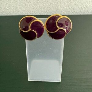 Napier earrings Maroon swirl enamel and gold tone. Excellent used condition.